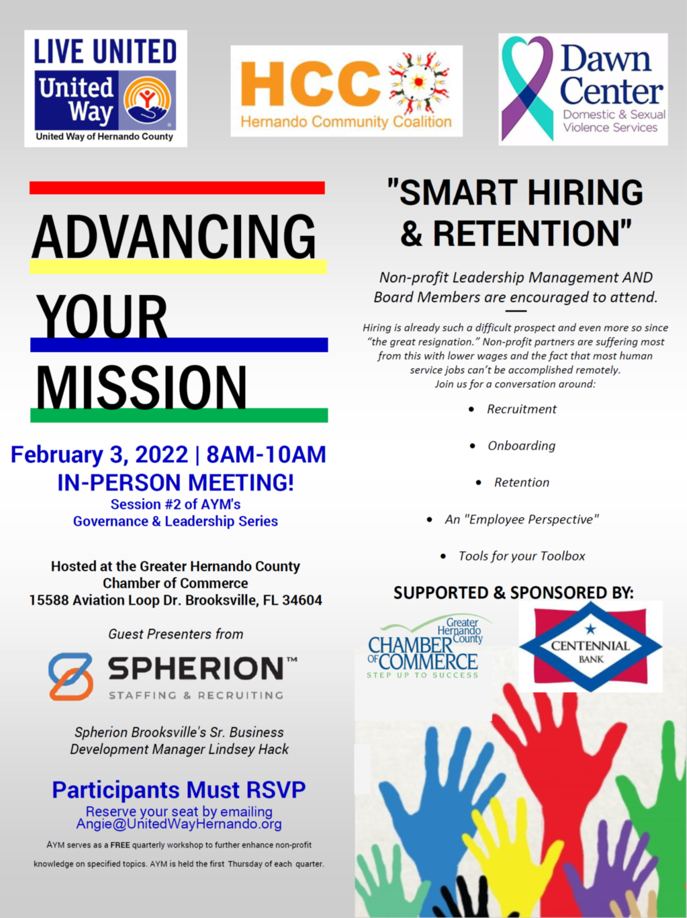 AYM Smart Hiring & Retention flyer with details