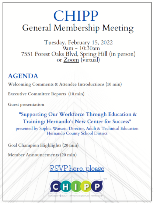 CHIPP February 2022 Meeting - RSVP